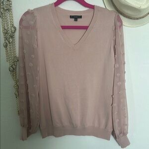 Adrianna Papell Pink V-Neck Sweater Soft Knit